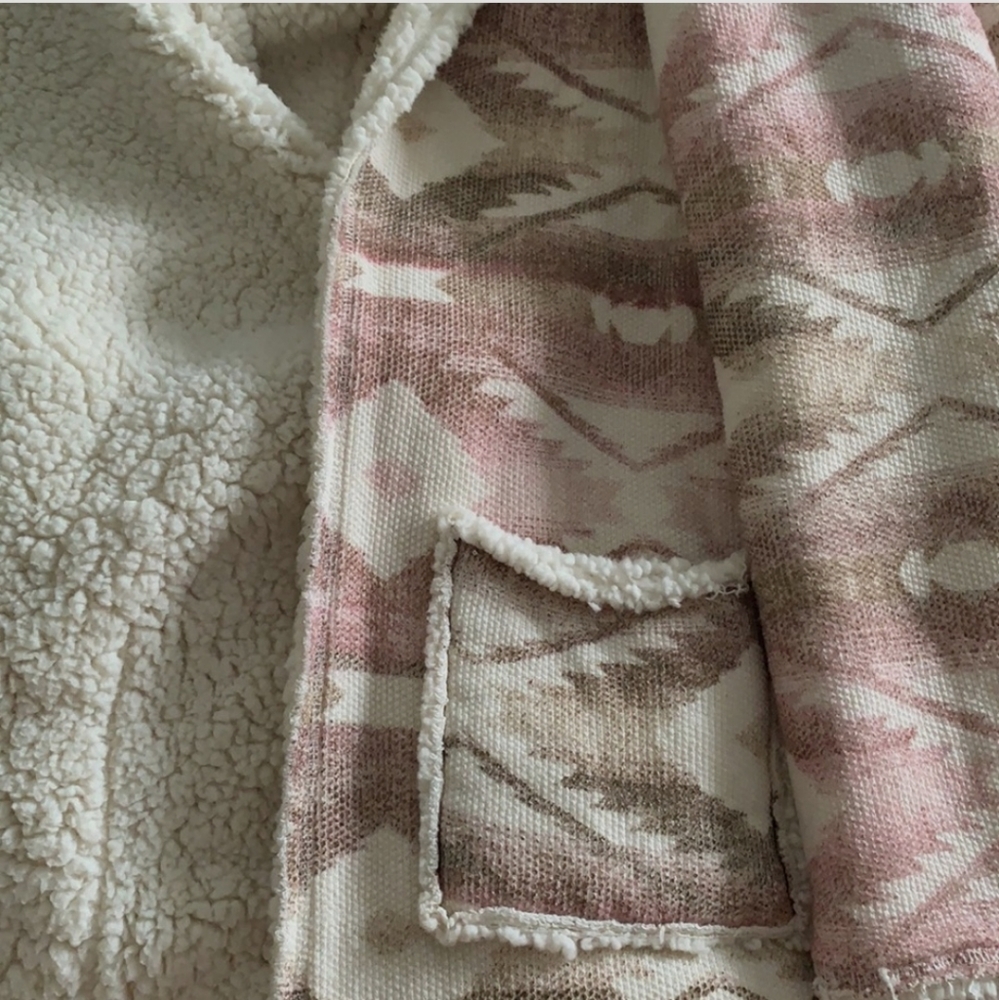 Billabong Pink and Cream Hooded Sherpa Jacket - Picture 5 of 6